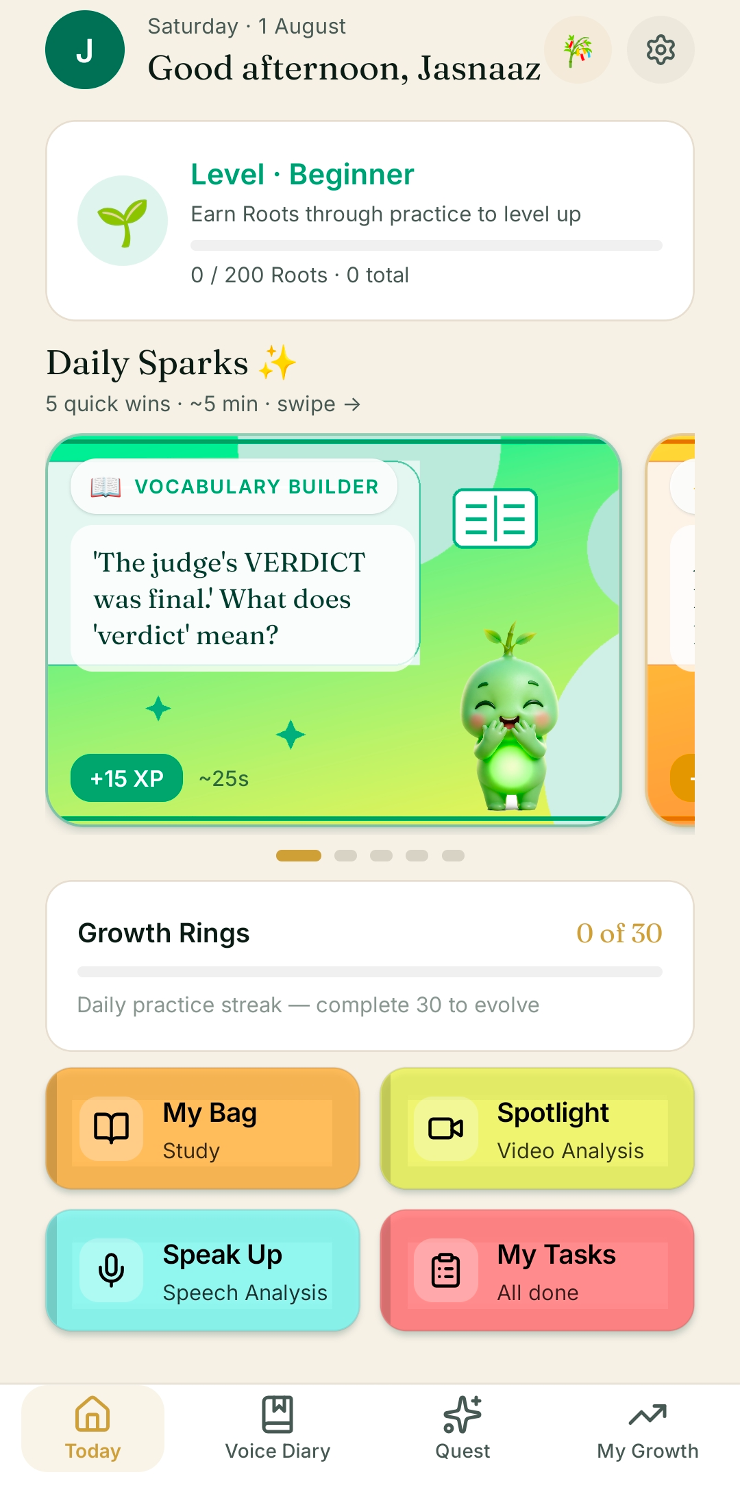 Bamio app home screen for parents and students