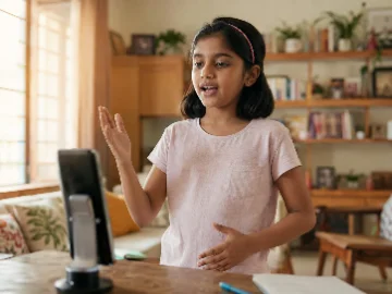 child speaking at home